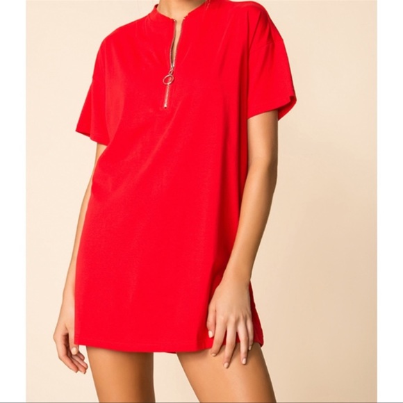 SUPERDOWN x Revolve red Iris zip tee dress - Picture 3 of 6